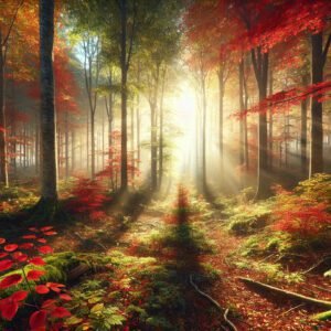 Bosque realista en otoño