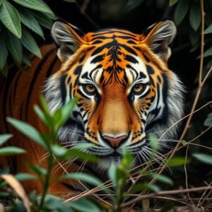 Tigre saliendo del bosque