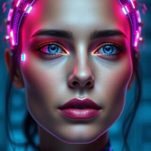 Mujer ciberpunk con IA