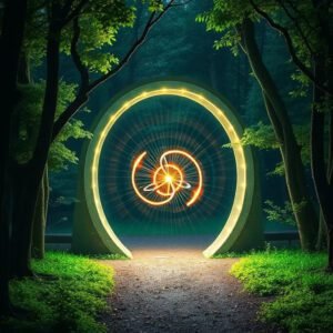 Portal a otra dimensión en el bosque