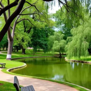 Parque natural con un lago